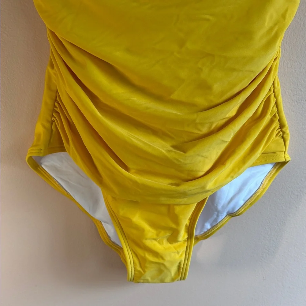 DKNY Yellow Ruffle One-Piece Swimsuit - Picture 5 of 10